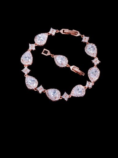 rose gold Brass Cubic Zirconia Water Drop Luxury Bracelet