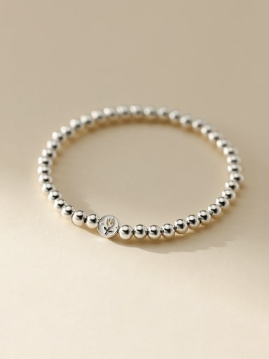 925 Sterling Silver Flower Minimalist Beaded Bracelet