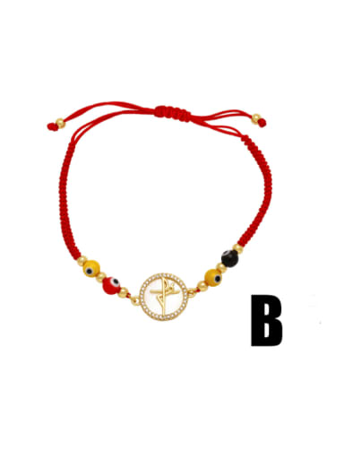 B Brass Cubic Zirconia Evil Eye Minimalist Handmade Weave Bracelet