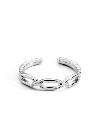 Platinum chain ring Brass Cubic Zirconia Geometric Vintage Band Ring