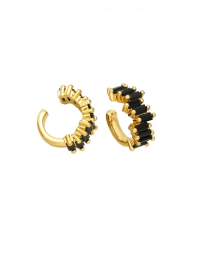 black Brass Cubic Zirconia Geometric Hip Hop Stud Earring