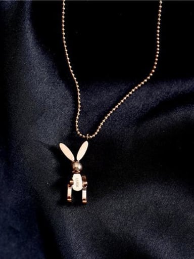 Titanium Bead Round Minimalist rabbit pendant  Necklace