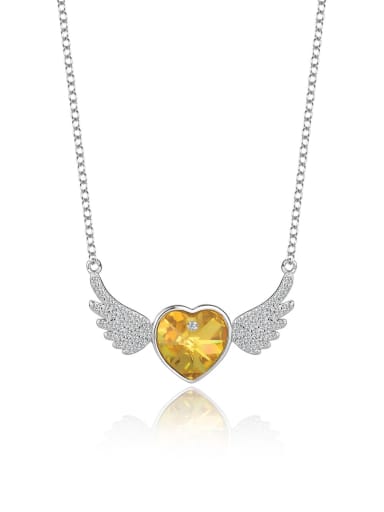 JYXZ 011 (golden) 925 Sterling Silver Austrian Crystal Heart Classic Necklace