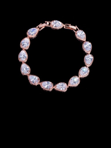 Rose gold white zirconium Brass Cubic Zirconia Water Drop Luxury Bracelet