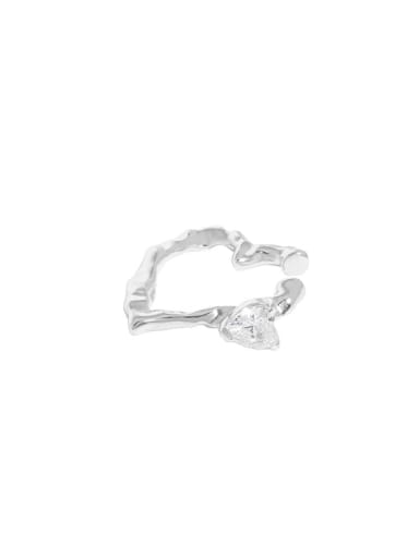 Silver [single] 925 Sterling Silver Cubic Zirconia Heart Minimalist Single Earring