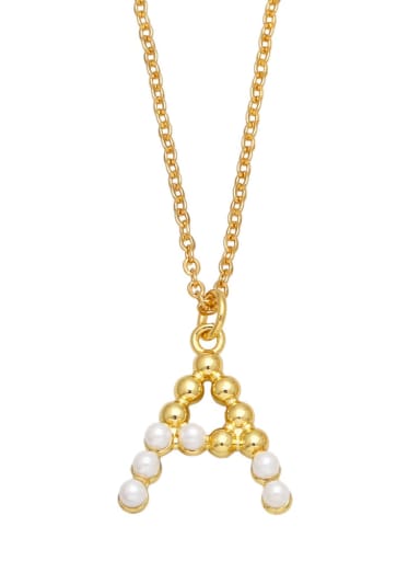 A Brass Imitation Pearl Letter Minimalist Necklace