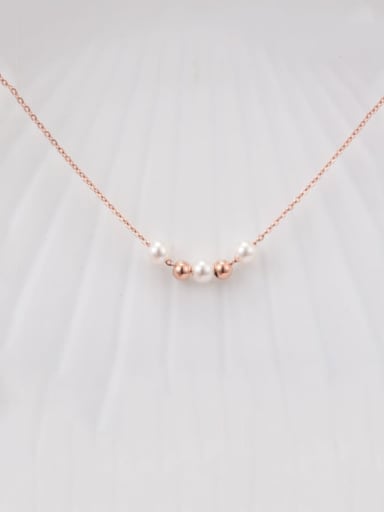Titanium Imitation Pearl White Necklace