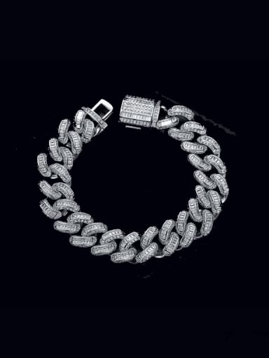 Brass Cubic Zirconia Geometric Luxury Link Bracelet