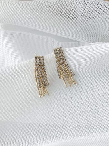 Zinc Alloy Rhinestone White Irregular Classic Tassel Earrings