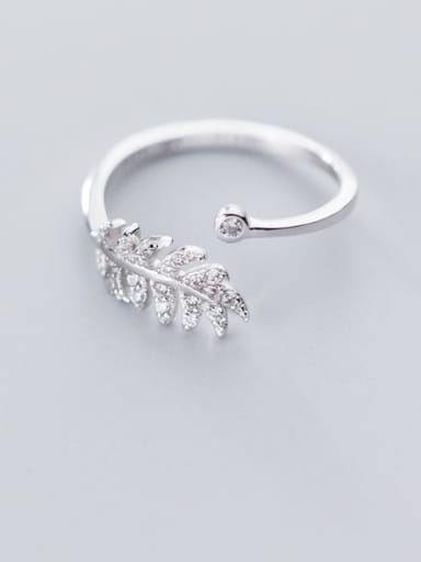 925 sterling silver simple  fashionable leaf  Free size ring