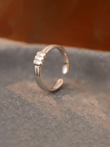 RS1086  Platinum 925 Sterling Silver Geometric Minimalist Band Ring