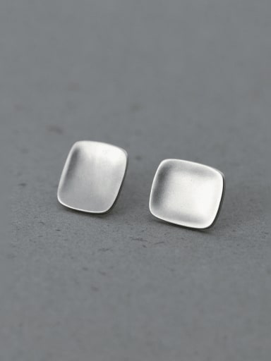 silver 925 Sterling Silver Geometric Minimalist Stud Earring