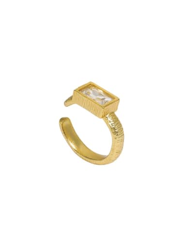 18K gold [single white zircon] 925 Sterling Silver Glass Stone Geometric Vintage Earring(Single-Only One)