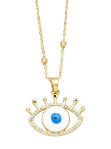 white Brass Enamel Evil Eye Vintage Necklace