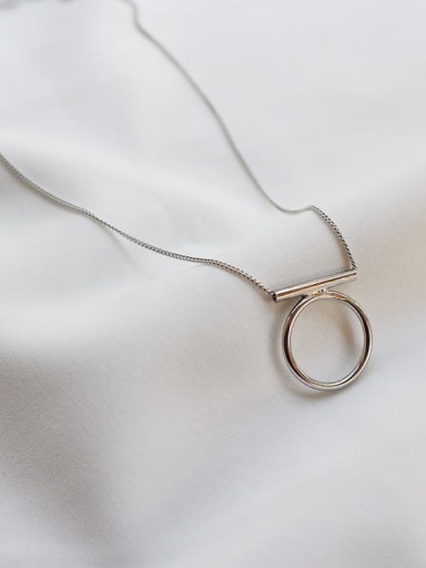 925 sterling silver simple fashion circle Necklace