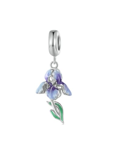 925 Sterling Silver Enamel Dainty Flower  DIY Pendant