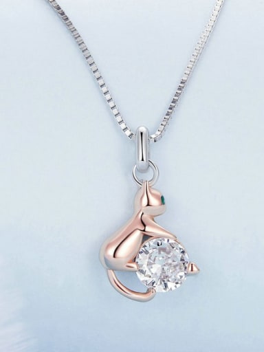 925 Sterling Silver Cat Cute Necklace