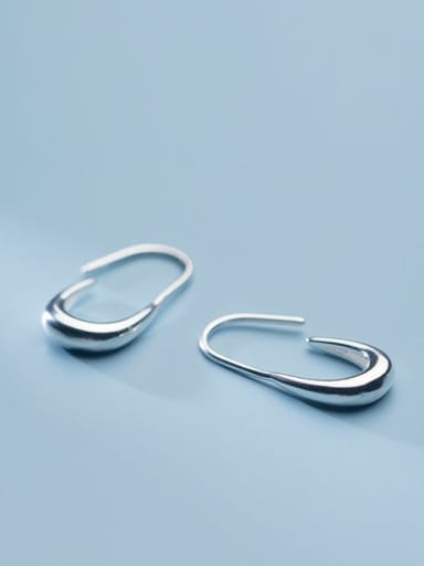 925 Sterling Silver Simple glossy oval Earring