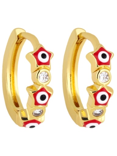 Brass Enamel Evil Eye Vintage Huggie Earring