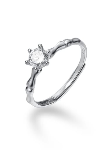 925 Sterling Silver Cubic Zirconia  Round Minimalist Free Size Ring