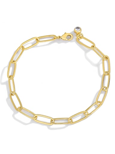 Brass Hollow Geometric Chain  Minimalist Link Bracelet