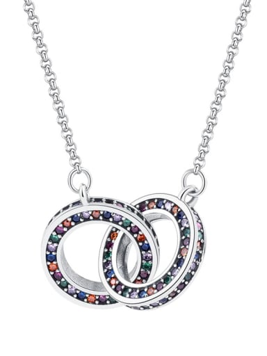 925 Sterling Silver Cubic Zirconia Geometric Vintage Necklace