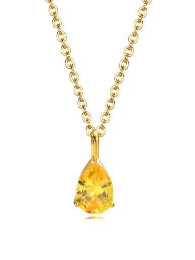 Yellow Diamond (including chain) Stainless steel Cubic Zirconia Minimalist Water Drop  Pendant