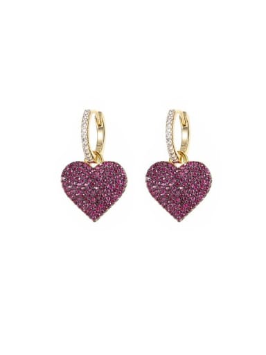 Corundum Brass Cubic Zirconia Heart Dainty Huggie Earring