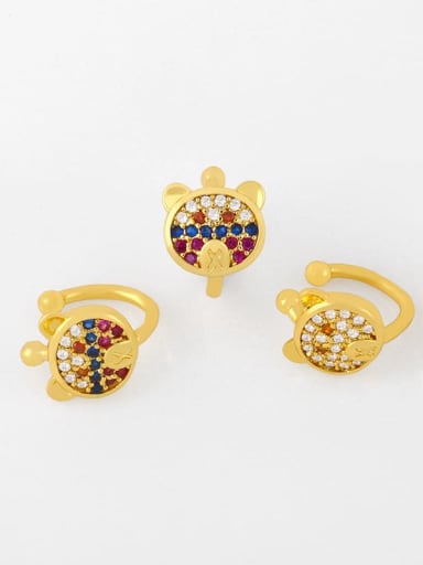 Brass Cubic Zirconia Bear Vintage Huggie Earring