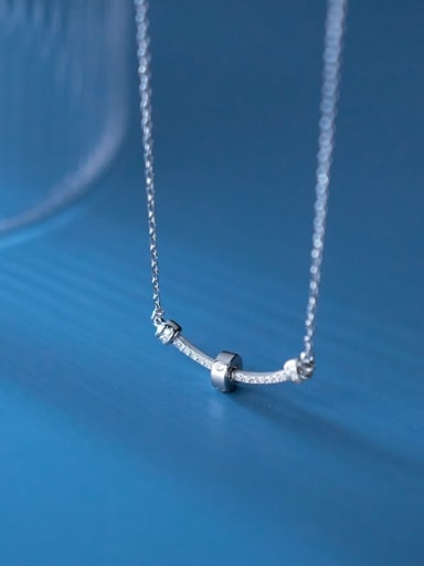 925 Sterling Silver Rhinestone Geometric Minimalist Necklace