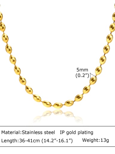 gold 36 +5CM Stainless steel  Minimalist Beaded Chain Necklace