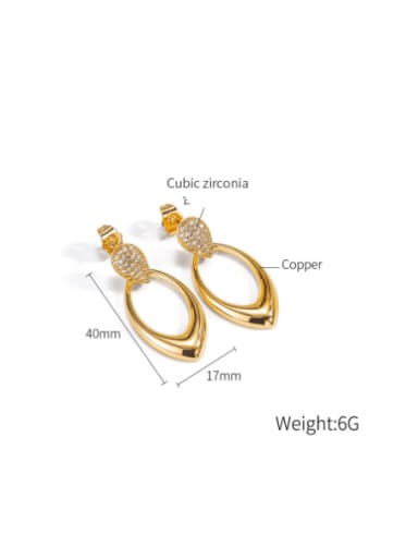 KE789 copper earrings Brass Cubic Zirconia Pentagram Minimalist Drop Earring