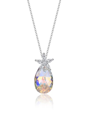 JYXZ 002 (gradient gold) 925 Sterling Silver Austrian Crystal Water Drop Classic Necklace