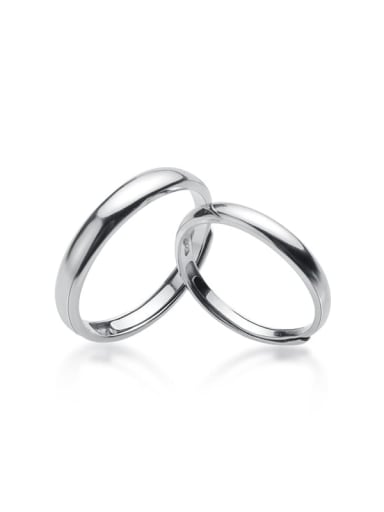 925 Sterling Silver Minimalist Smooth Round  Lovers Ring