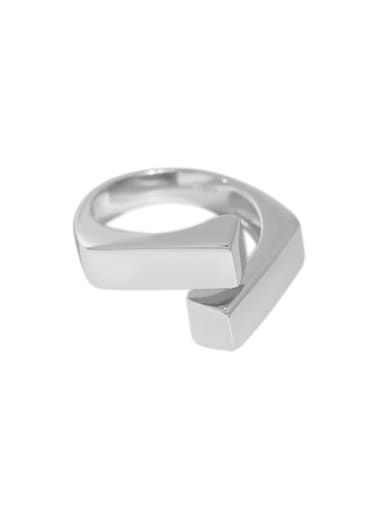 white gold adjustable 925 Sterling Silver Smooth Irregular Geometric Minimalist Band Ring