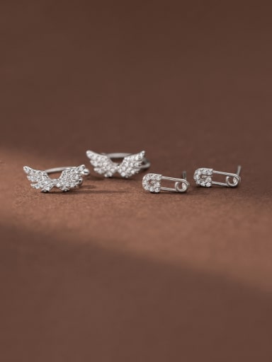 925 Sterling Silver Cubic Zirconia Wing Cute Stud Earring