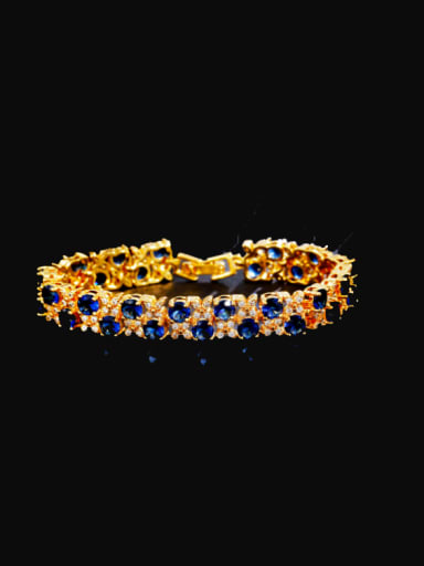 blue Brass Cubic Zirconia Geometric Hip Hop Bracelet