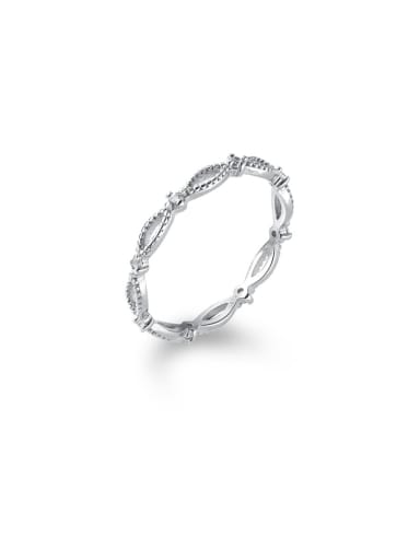 925 Sterling Silver With Platinum Plated Simplistic Hollow Geometric Band Rings