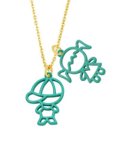 Brass Enamel Cute Angel  Pendant Necklace