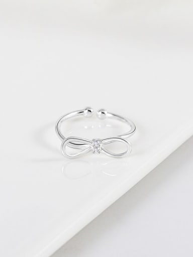 925 Sterling Silver Bowknot Cute Band Ring
