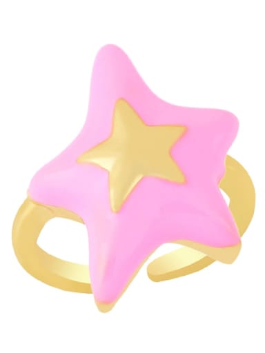 Brass Enamel Five-pointed starTrend Band Ring