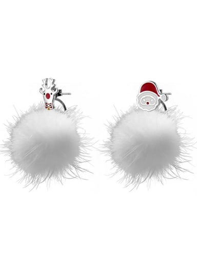 925 Sterling Silver Hairball Asymmetrical Christmas Minimalist Drop Earring