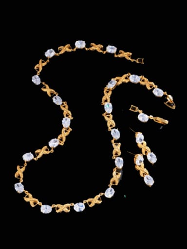 custom Brass Cubic Zirconia Luxury Cross Earring and Necklace Set