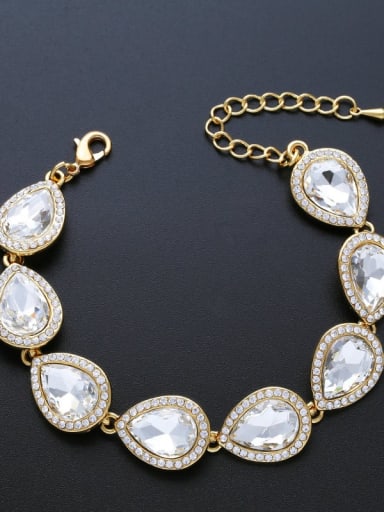 golden Brass Glass Stone Water Drop Luxury Bracelet