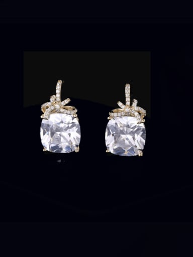 white Brass Cubic Zirconia Geometric Luxury Stud Earring