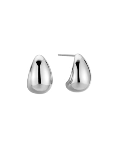 White gold 925 Sterling Silver Heart Minimalist Stud Earring
