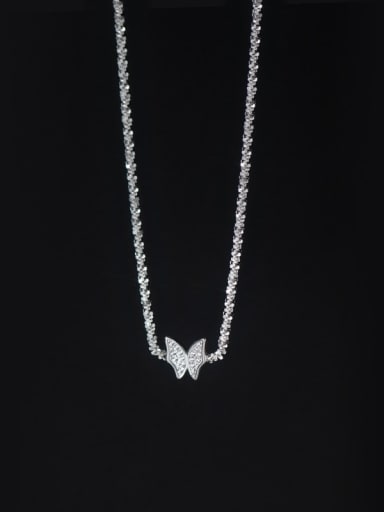 925 Sterling Silver Rhinestone Butterfly Minimalist Necklace