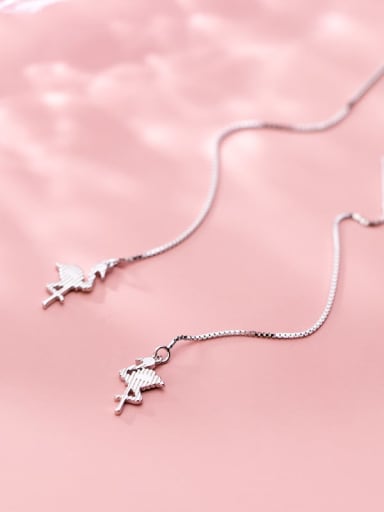 925 Sterling Silver Minimalist Fashion Flamingo  Threader Earring
