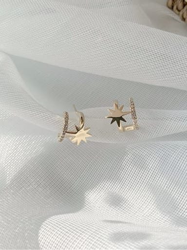 Copper Cubic Zirconia White Star Minimalist Stud Earring