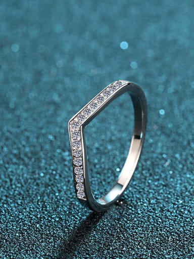 Sterling Silver Moissanite White Geometric  Dainty Engagement Rings